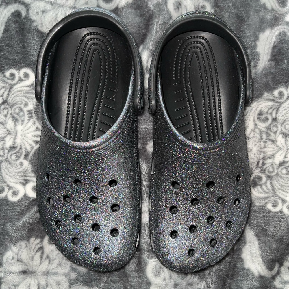 Black Glitter Crocs